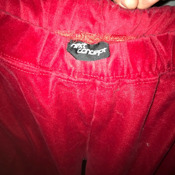 Red Velour Women's Sweatpants 2000s US Size XS-S Y2K Rhinestones Heart Sweats - Picture 8 of 8